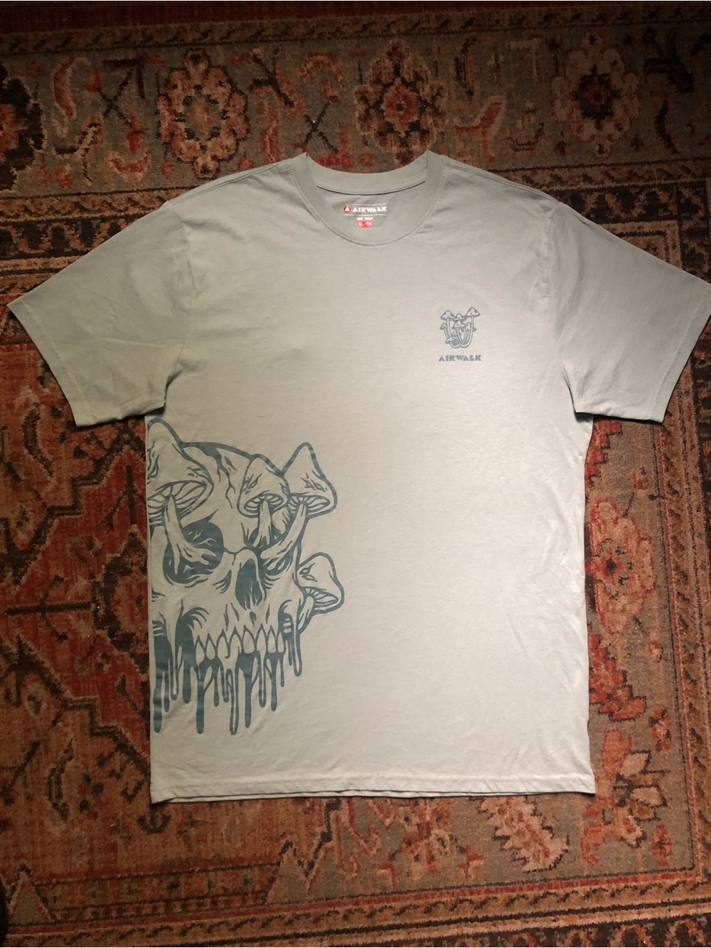 Airwalk Men's Sage Green Skull Graphic Short Sleeve Tee